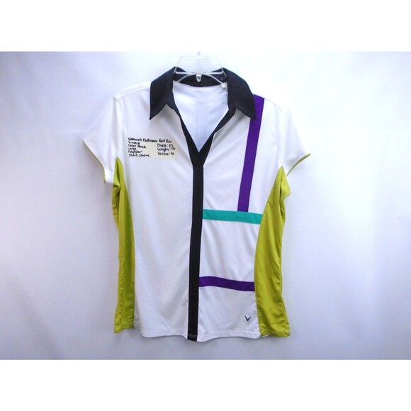 Callaway 'Lisa' Short Sleeve Shirt Womens Golf Buttonless Polo Top Size L V-Neck - Picture 1 of 6